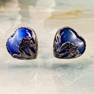 DBS Blue Heart and Flower Earrings